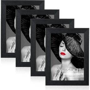 8x10 Picture Frames Set of 4 - High Definition Glass New Patten Frame - Wall Mounting Frame Horizontal Vertical Format, Black in Kuwait