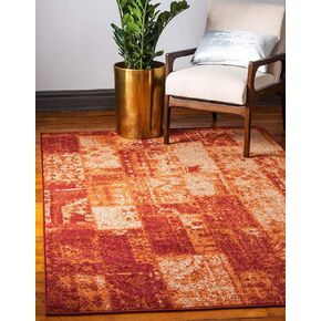 Unique Loom Autumn Collection Modern Contemporary Casual Abstract Area Rug (Terracotta/ Burgundy Vintage, 5 x 8 ft Rectangular) in Kuwait