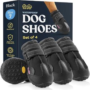 Waterproof Dog Shoes - Stylish Designed Shoes for Dogs - Dog Boots with Non-Slip Rubber Bottom Protects Paw from Hot or Cold Pavement, Dog Booties with Reflective Straps for Dogs Safety, Puppy Shoes. in Kuwait