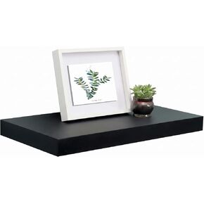 WELLAND 12" Deep Floating Wall Shelf, Black Floating Shelf Display Floating Shelf, 35.43" L x 11.81" D x 2" T, Deeper Than Others, Black in Kuwait