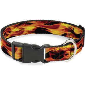 Buckle-Down Plastic Clip Collar - Flames Vivid Black/Orange - 1.5" Wide - Fits 18-32" Neck - Large in Kuwait