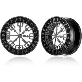1 Pair Cute gauges 00g (0g-1'') with recycle pattern Ear Tunnels Plugs 316 Stainless Steel Ear Gauges Weight Hypoallergenic expander Piercing Body Jewelry Gold,Black,Sliver in Kuwait