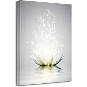 LZIMU Zen Wall Art White Lotus Flower Bloom in Water Picture Prints Wall Decor Framed Teal Blue Painting for Yoga Spa Meditation Spiritual Room Decor (12x18in (30x45cm), Zen Artwork-2) in Kuwait