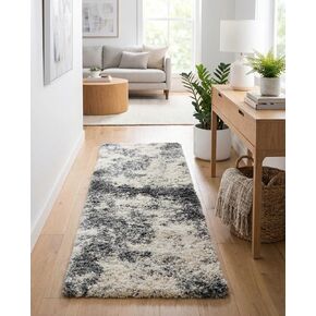 Rugs.com Soft Touch Shag Collection Runner Rug – 6 Ft Runner Smoke Gray Shag Rug Perfect for Hallways, Entryways in Kuwait