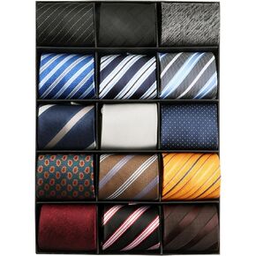 kaxilu Neckties for Mens 15pcs Assorted Zipper Ties for Men, Silky Zip Up Ties, Men's Adjustable Pretied Ties Set in Kuwait