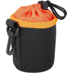 PATIKIL Camera Lens Bag, 3.1" IDx3.9 H Drawstring Lens Pouch with Thick Protective Neoprene, Lens Case for DSLR Camera Lens, Water Coffee Cups, Black, Orange in Kuwait
