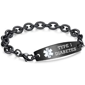 LinnaLove Interchangeable medical id bracelets Stainless steel Cable Chain customizable medical alert bracelets for men women in Kuwait