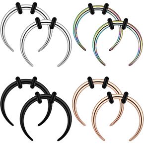YOFANST 18G 16G 14G 12G 10G Stainless Steel Crescent Pincher Septum Rings C Shape Buffalo Horseshoes Taper Set 4 Pairs in Kuwait