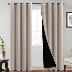 PrinceDeco Christmas Decorations for Room 100% Blackout Window Curtains Privacy Protection & Noise Reducing Black Lined Insulated Window Treatment Curtain Panels for Bedroom(52x108 inch, Burgundy Red) in Kuwait