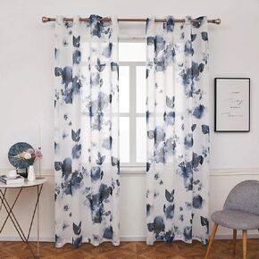 Taisier Home Floral Print Thermal Insulated Bedroom Heat Absorbing Room Darkening Energy Efficient Savings Living Room Window Curtain Grommet Panels, Set of 2, 52 W x 84 L, Black/Grey/Brown in Kuwait