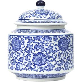 Blue and White Ginger Jar, Chinoiserie Vase, Small Chinoiserie Porcelain for Home Décor, Ginger Jar Vase Decor for Living Room, Shelf, Table, 7.5"H in Kuwait