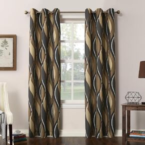 No. 918 Intersect 2-Pack Ogee Print Semi-Sheer Grommet Curtain Panel Pair in Kuwait