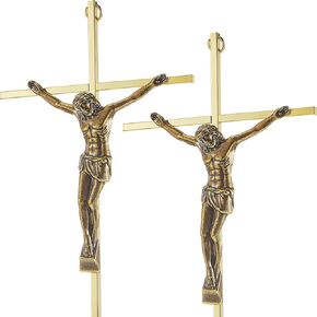 Leinuosen 2 Pcs Metal Crucifix Wall Cross 10 x 5 x 1 Inch Gold Home Cross Wall Decor Slender Hanging Cross Decor for Wall Gifts in Kuwait