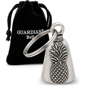 Guardian Bell Pineapple Good Luck Bell w/Keyring & Black Velvet Gift Bag | Motorcycle Bell | Lead-Free Pewter | Good Luck Gift to Friends & Family | Bike Bell | Made in USA in Kuwait