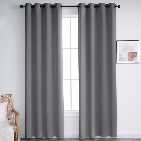 INLINAS Blackout Curtains for Bedroom, Thermal Insulated, Noise Reduction, Energy Saving Set of 2 Panels, Beige, 42W x 45L Inch in Kuwait