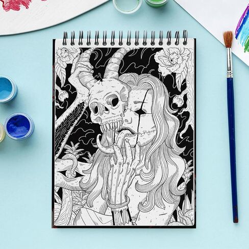 Creepy Beauty Coloring Book Wirebound for Adults Women Girls Seniors Family with Horror Illustrations Holiday Birthday Art Lover Gifts Relieve Stress Relaxation Mindfulness in Kuwait