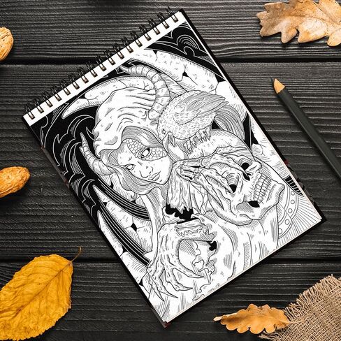 Creepy Beauty Coloring Book Wirebound for Adults Women Girls Seniors Family with Horror Illustrations Holiday Birthday Art Lover Gifts Relieve Stress Relaxation Mindfulness in Kuwait