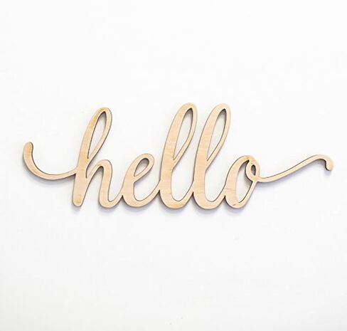 Hello Wood Sign Home Décor Wall Art Unfinished 18" x 6" in Kuwait