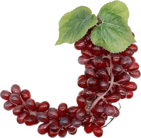 woohome 5 عناقيد من العنب الاصطناعي مع الكروم، 5 عناقيد عنب مزخرفة ملونة لحفلات الزفاف العتيقة المفضلة لديكور نبيذ الفاكهة ودعامات الفاكهة الصناعية in Kuwait