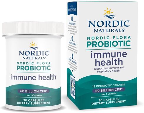 Nordic Naturals Nordic Flora Probiotic Women's Balance - 30 كبسولة - 12 سلالة بروبيوتيك مع 60 مليار ثقافة - دعم معوي، صحة المهبل - نباتي - 30 حصة in Kuwait