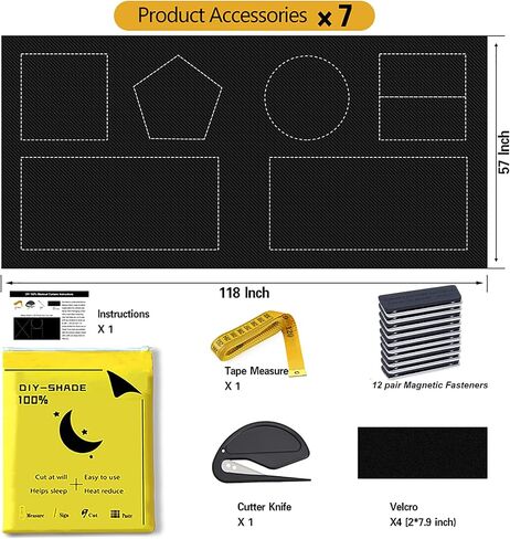 Blackout Curtains for Bedroom and Living Room Portable DIY Windows Blackout Curtain Shades Window Blinds with Stickers for Kids Baby Nursery Office and Travel Use, Cut to Any Size Shape (118"x 57") in Kuwait