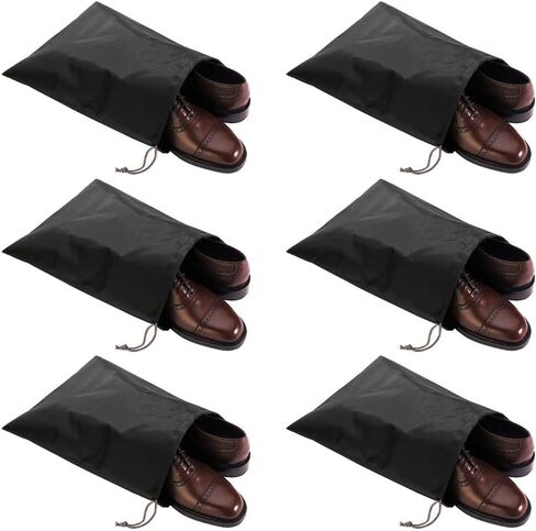 6 Pack Waterproof Nylon Shoe Bags Travel Bags for Men Women (Black+Rose Red+Purple, 15.1"(L) x12.2"(W)) in Kuwait