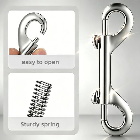 Dog Lesh Double Ended Snap Hooks for Walking Running,Stainless Steel Dog Clips for All Pet Leash,Pet Feed Buckets,Horse Tack,Camping Hammock,Widely Use (4Pack) in Kuwait