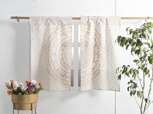 Popular Handicrafts Indian Hippie Mandala Kitchen Window Curtains - Elephant Bohemian Beautiful Drapery Bedroom Living Room Balcony Valance Rose Gold in Kuwait