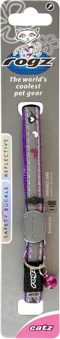 Rogz Reflective Cat Collar with Breakaway Clip and Removable Bell, Fully Adjustable to fit Most Breeds, Purple Bird Design in Kuwait