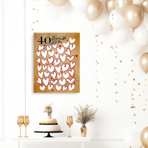40 Reasons We Love You، هدية عيد الميلاد الأربعين، هدية للضيوف، للرجل، النساء، الأخت، الصديق، العائلة، الذكرى السنوية الأربعين أو عيد الميلاد الأربعين، ديكور حفلة عيد الميلاد الأربعين- 11×15 انش in Kuwait