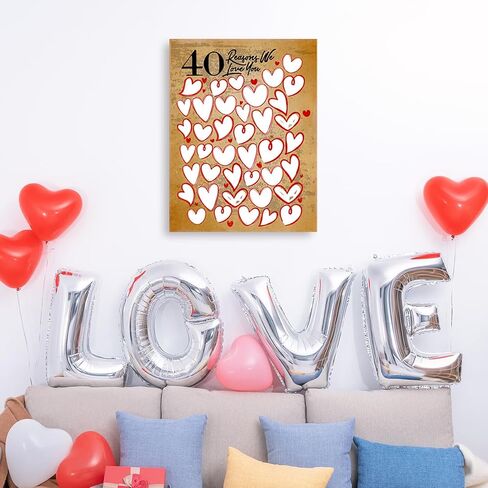 40 Reasons We Love You، هدية عيد الميلاد الأربعين، هدية للضيوف، للرجل، النساء، الأخت، الصديق، العائلة، الذكرى السنوية الأربعين أو عيد الميلاد الأربعين، ديكور حفلة عيد الميلاد الأربعين- 11×15 انش in Kuwait