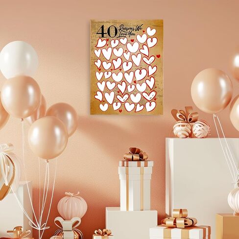 40 Reasons We Love You، هدية عيد الميلاد الأربعين، هدية للضيوف، للرجل، النساء، الأخت، الصديق، العائلة، الذكرى السنوية الأربعين أو عيد الميلاد الأربعين، ديكور حفلة عيد الميلاد الأربعين- 11×15 انش in Kuwait