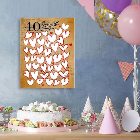 40 Reasons We Love You، هدية عيد الميلاد الأربعين، هدية للضيوف، للرجل، النساء، الأخت، الصديق، العائلة، الذكرى السنوية الأربعين أو عيد الميلاد الأربعين، ديكور حفلة عيد الميلاد الأربعين- 11×15 انش in Kuwait