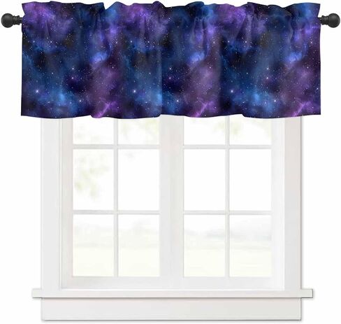 Valance Curtain for Kitchen,Galaxy Star Nebula Space Starry Sky Window Valance for Living Room Scroll,Rod Pocket Valances for Bedroom Decor,Window Treatment Valance 1 Panel 18" x 54" in Kuwait