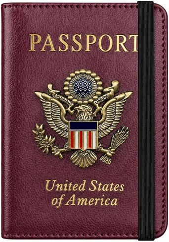 Ciana Passport Holder Cover Wallet RFID Blocking Leather Card Case with Vaccine Card Slot Travel Accessories for Women & Men (Maroon) in Kuwait