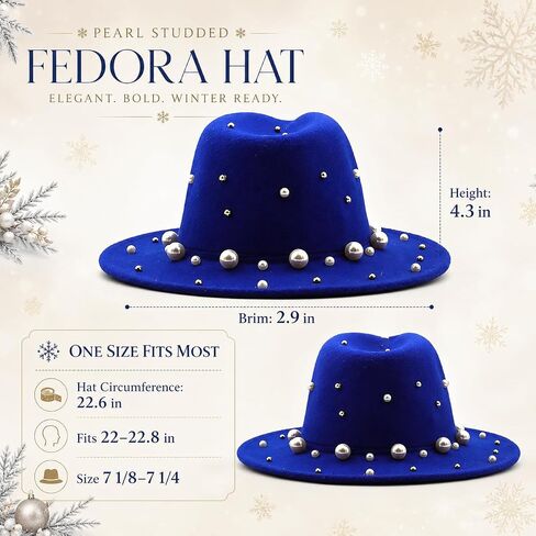 QZUnique Fedora Hat Wide Brim Felt Panama Cap Classic Floppy Wool Warm Top Hat Winter Vintage Jazz Hat for Women & Men in Kuwait