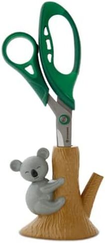 Amazeko Scissors with Animated Koala Holder, 8.5" Stainless Steel Blades, Comfortable Soft Air Grip Handles, Fun Animal Desk Decor with Non-Slip Weighted Tree Base in Kuwait