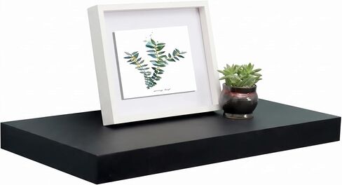 WELLAND 12" Deep Floating Wall Shelf, Black Floating Shelf Display Floating Shelf, 35.43" L x 11.81" D x 2" T, Deeper Than Others, Black in Kuwait