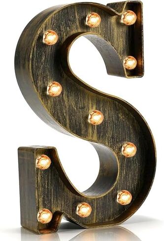 Vintage Light Up Marquee Letters with Lights – Illuminated Industrial Style Lighted Alphabet Letter Signs - Coffee Bar Apartment Bedroom Wall Home Initials Decor A-Z in Kuwait
