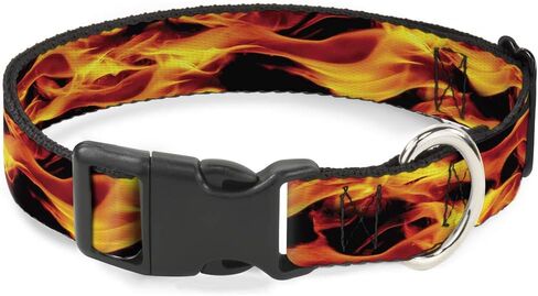 Buckle-Down Plastic Clip Collar - Flames Vivid Black/Orange - 1.5" Wide - Fits 18-32" Neck - Large in Kuwait