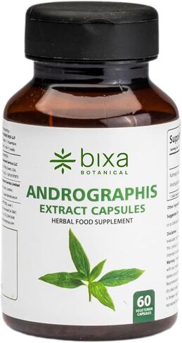 bixa BOTANICAL Andrographis Extract 20% Andrographolide 60 Veg Capsules (450mg) | Natural Liver Tonic (Kalmegh Extract) | Herbal Supplement for Healthy Immunity in Kuwait
