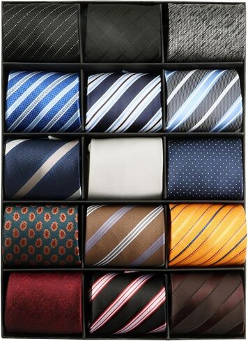 kaxilu Neckties for Mens 15pcs Assorted Zipper Ties for Men, Silky Zip Up Ties, Men's Adjustable Pretied Ties Set in Kuwait