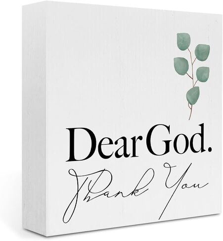 Farmhouse Decorative Signs Plaques Wooden Box Sign Desk Decor, Christian Saying Quote Rustic Religious Wood Block Plaque Box Sign Home Office Decor for Living Room Bedroom Bathroom Kitchen Shelf Table in Kuwait