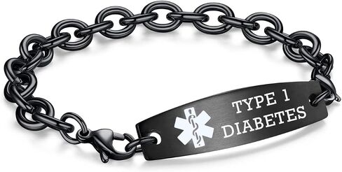 LinnaLove Interchangeable medical id bracelets Stainless steel Cable Chain customizable medical alert bracelets for men women in Kuwait
