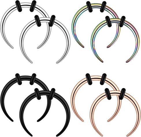 YOFANST 18G 16G 14G 12G 10G Stainless Steel Crescent Pincher Septum Rings C Shape Buffalo Horseshoes Taper Set 4 Pairs in Kuwait
