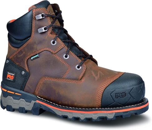 حذاء Boondock الرجالي من Timberland PRO مقاس 6 بوصات، مزود بمقدمة آمنة مقاومة للماء للاستخدام في الهواء الطلق، بني، عرض 7.5 in Kuwait