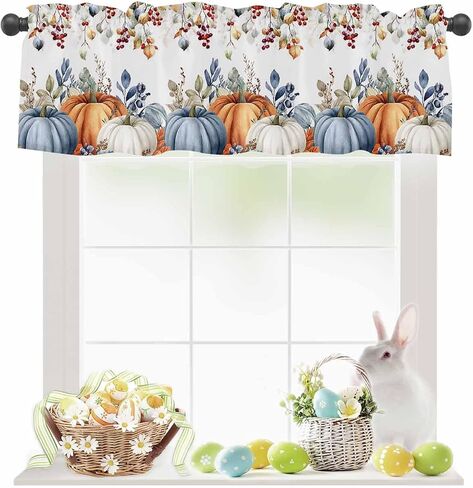 Palm Tree Tie Up Valance Curtains for Living Room/Bedroom/Bathroom/Kitchen Window, Rod Pocket Panel Window Valance Tiers Small Drape Window Treatment, Tropical Summer Beach Plant Leaves 42"x12" in Kuwait