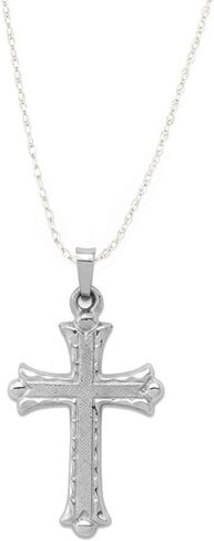 RP 14K Yellow Gold, White Gold, and Rose Gold Various Sizes Florentine Budded Texture Cross Religious Pendant Charm Necklaces Polished Fine Jewelry Gifts for Women and Men in Kuwait