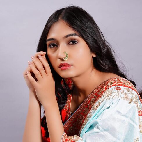 LOVENSPIRE Clip On Antique Pressing Moon Nose Ring With Gold Plating Marathi Nath, Nosepin, Snap On Nosepin, Indian Nose Ring, Fake Nose Ring in Kuwait