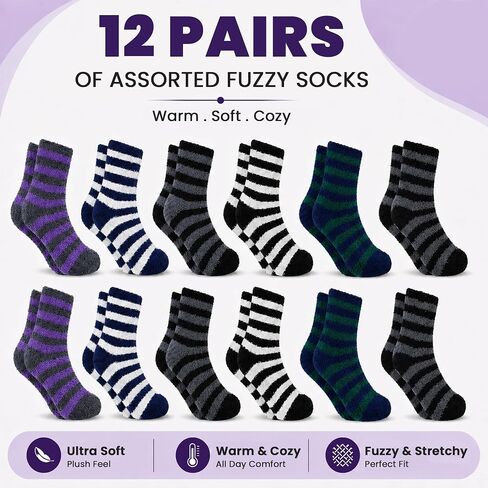 Yacht & Smith Mens Fuzzy Socks, Soft Warm Winter Slipper Plush Sock in Kuwait